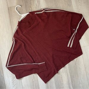 360 Sweater Mockneck cotton stripes knit womens Red (small) minimalist oversized